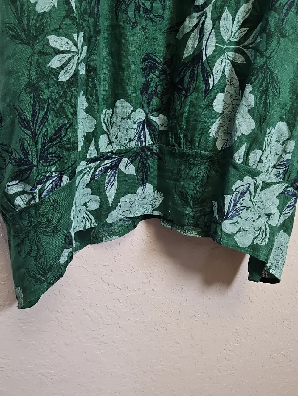 Made in Italy Green Floral Linen Dress, Size M/L